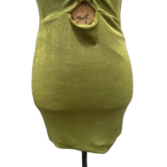 Princess Polly Zamia Cutout Halter Bodycon‎ Mini Dress Metallic Green US Size 6 - Picture 4 of 7